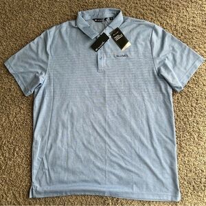 NWT Travis Mathew Men's 2XL Polo Shirt Light Blue Prestige Lifestyle Performance